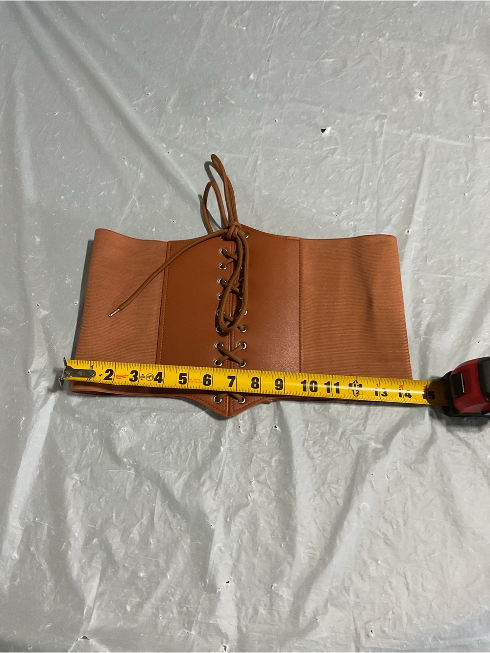 Wide Lace-Up Waist Belt in Tan Brown 1089 - Picture 4 of 5